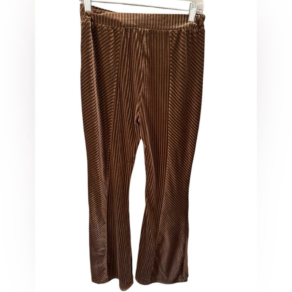 &Merci Brown Pull On Ribbed Flare Leggings Preppy Fall Soft Size small